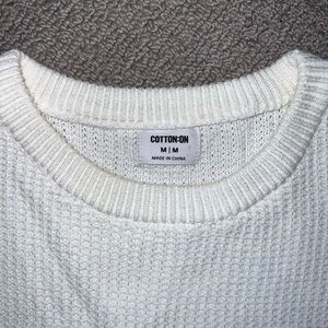Cotton On Women's White Textured Crewneck Sweater